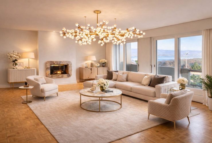 Élégance contemporaine avec vue panoramique sur le lac à Cologny